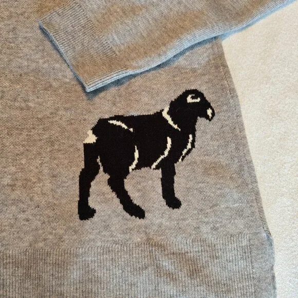 Cracker Barrel Astrologie Small S Sheep Lamb Black White Sweater Crew Sweatshirt - Picture 13 of 16